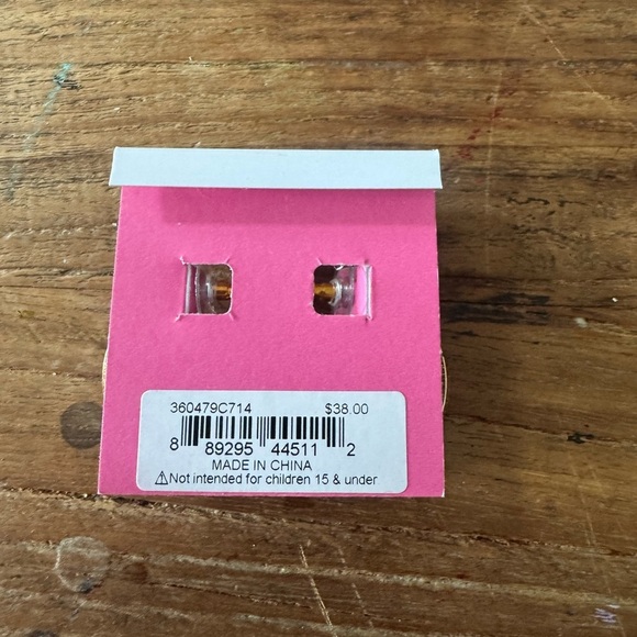 Betsey Johnson Gold and Pink Stud Earrings - Picture 2 of 2